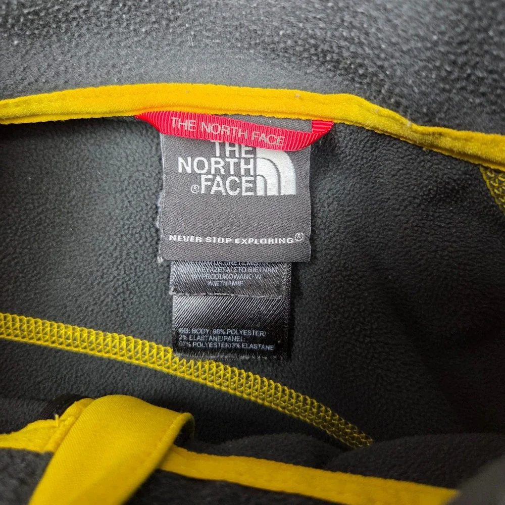 The North Face Pullover Men XL Yellow Quarter Zip Fleece Bicep Pocket Colorblock